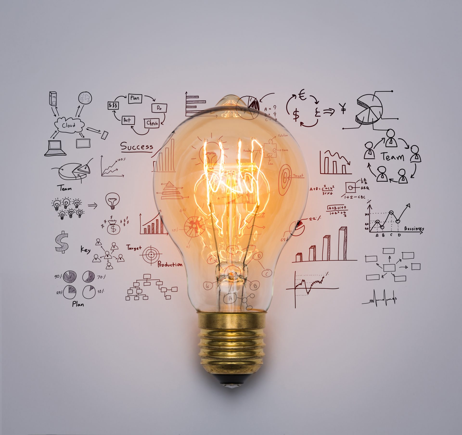 Light bulb with drawing graph